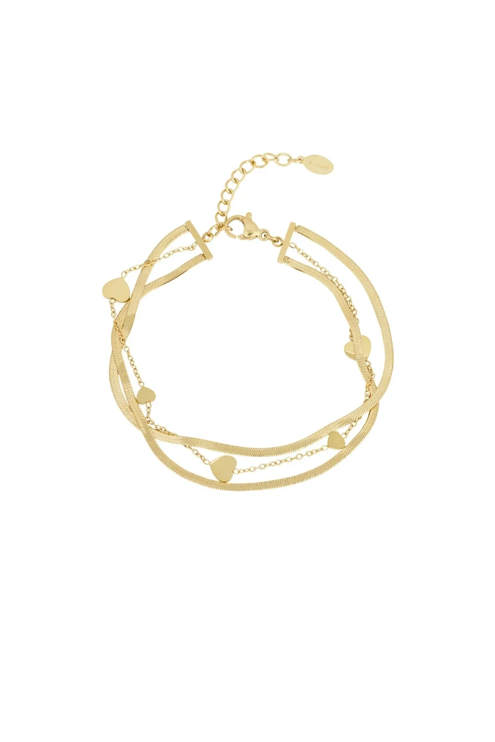 tripple heart armband - goud