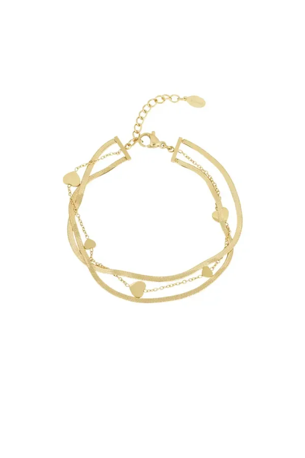 tripple heart armband - goud
