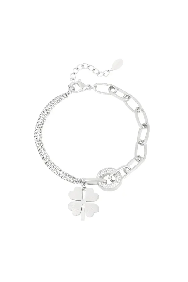 armband lucky flower - zilver