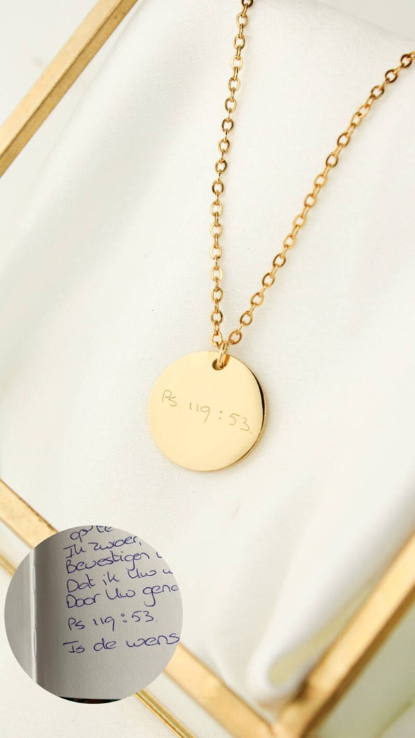 KETTING MET HANDGESCHREVEN TEKST