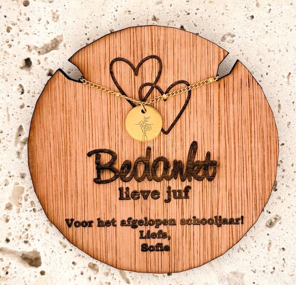 Bedankt Juf | Gepersonaliseerd sieraad