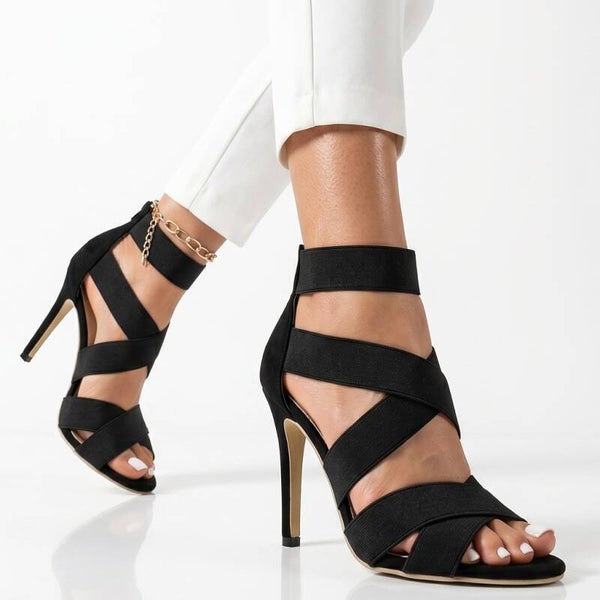 High-Heels-Sandaletten 10 cm Absatz in Schwarz, Gr. 36-43,5