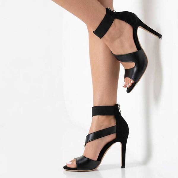 High-Heels Sandaletten 9,5 cm Stiletto-Absatz in Schwarz