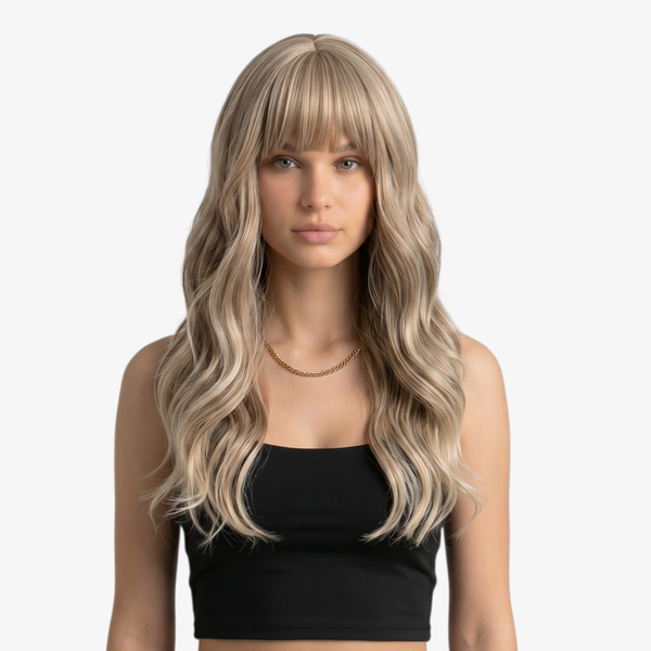 Perücke mit langem, gewelltem Haar in Leinen - 66 cm
