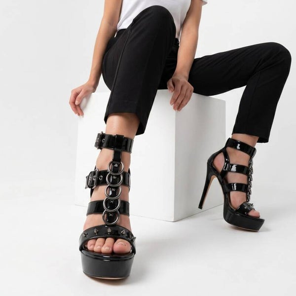 High-Heels Sandaletten in Schwarz, Absatz: 13 cm