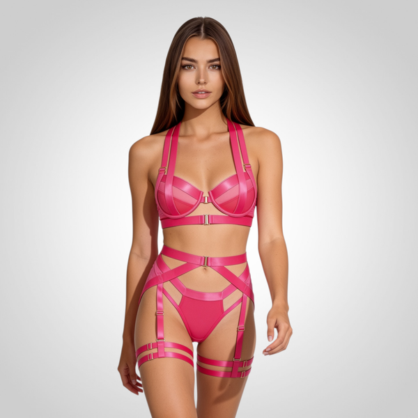 Dessous-Set "L'Éclat Rose" mit Riemenelementen