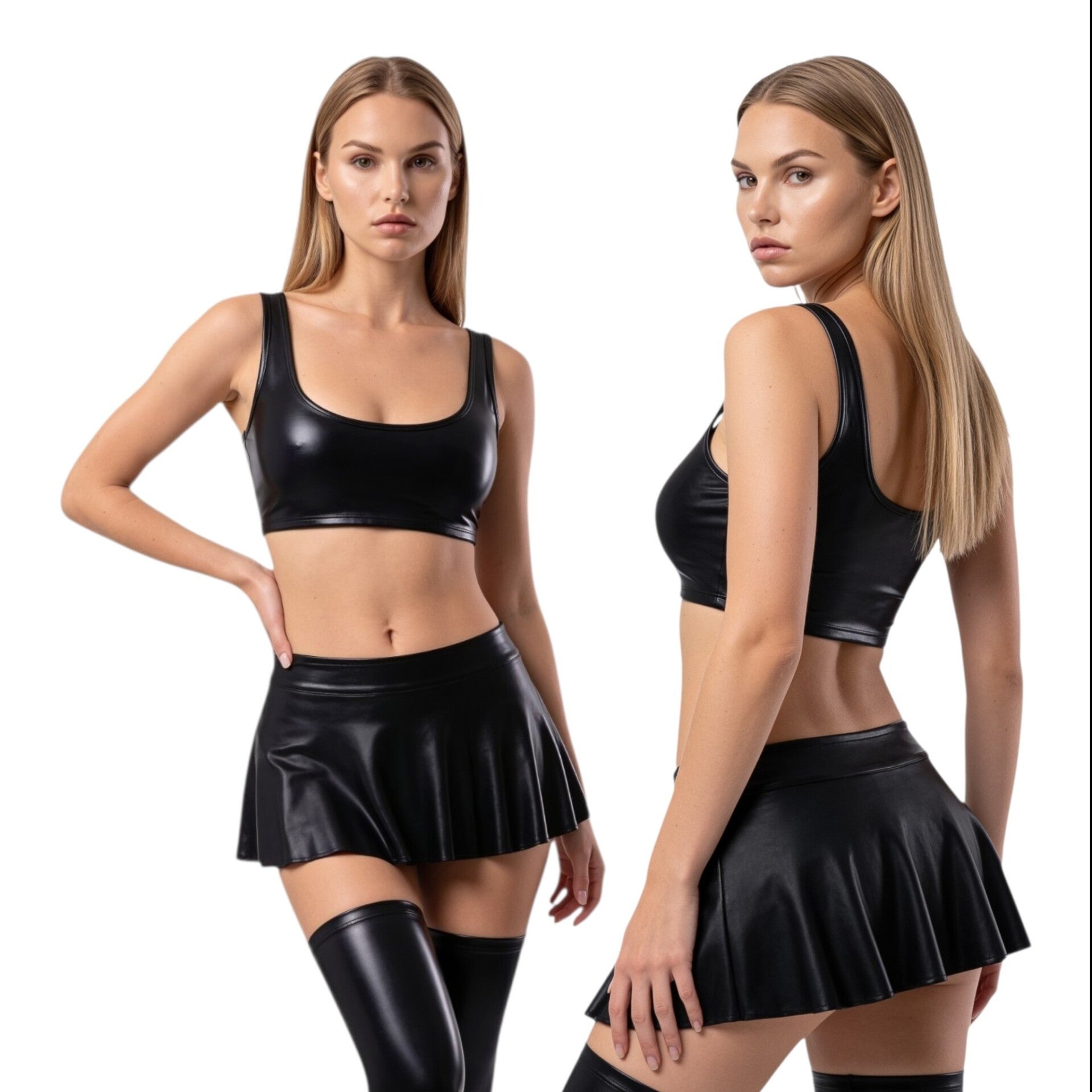 3-tlg. Wetlook-Set „Gogo Glam“ – Dein Auftritt in Schwarz