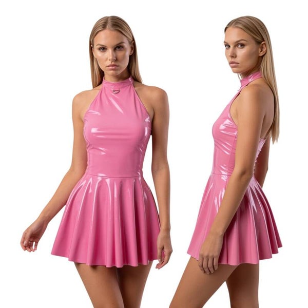 Minikleid "Statement" – Lack-Optik mit Ring-Detail in Rosa