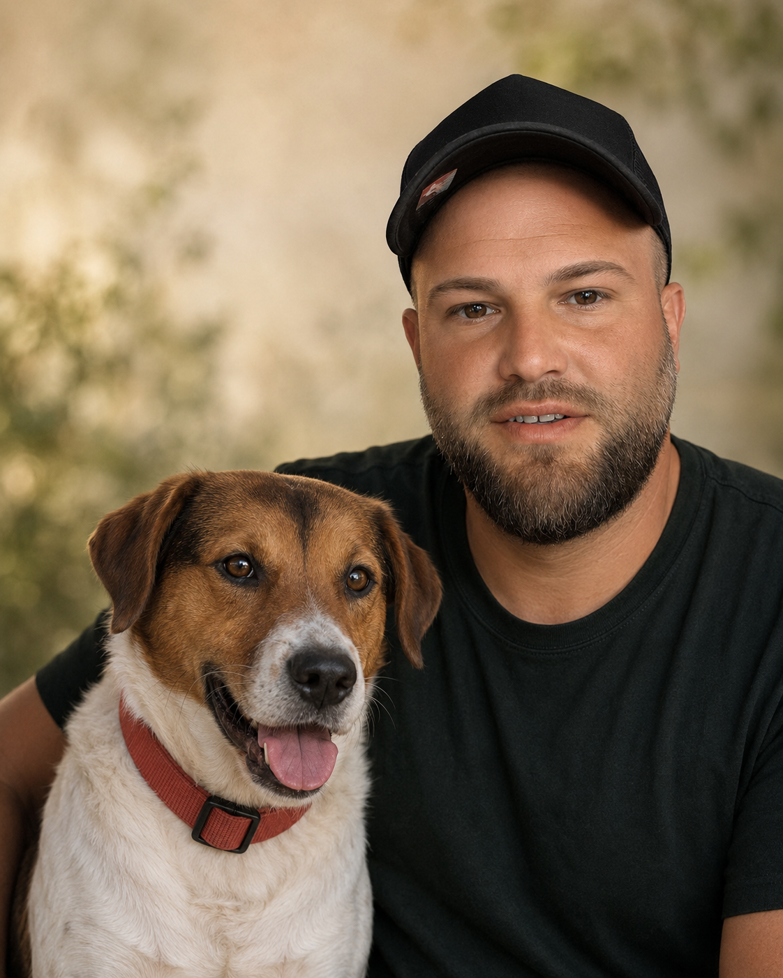 Timur mit einem seiner aufgenommenen Straßenhunde