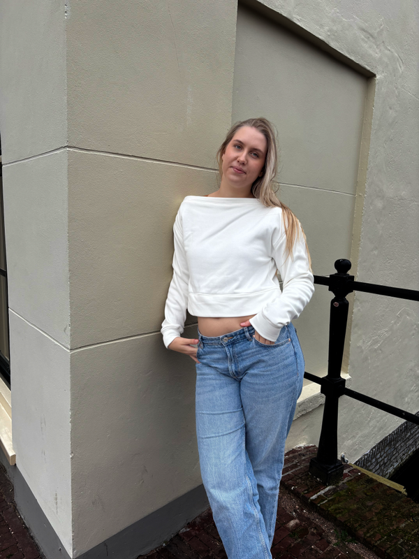 One-Shoulder Sweater White