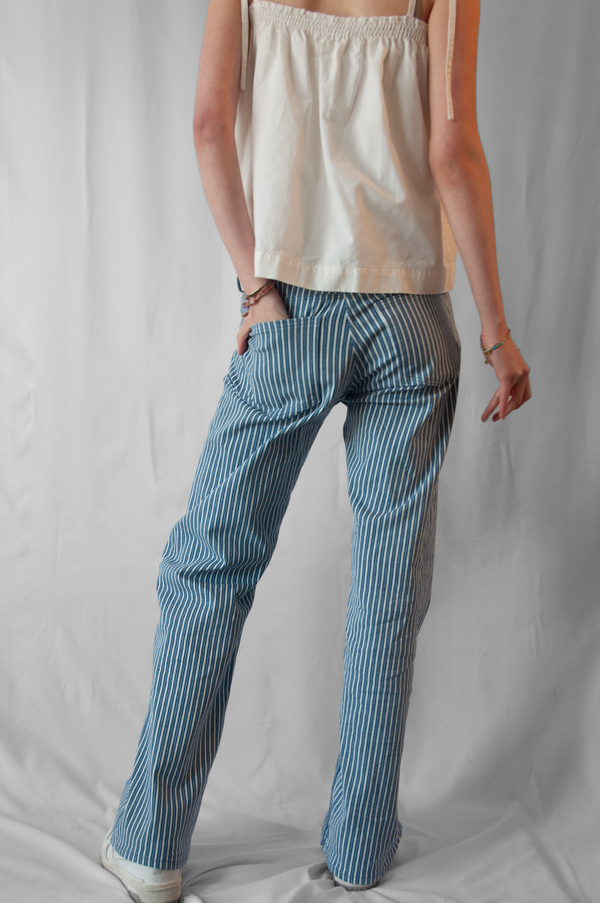 Stripe-on-stripe jeans