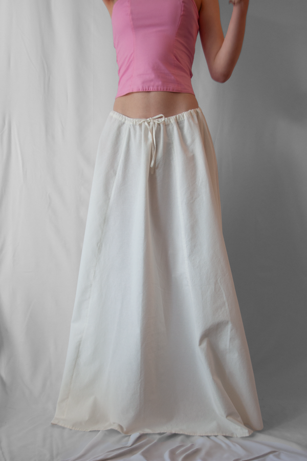 Long Cotton Skirt White