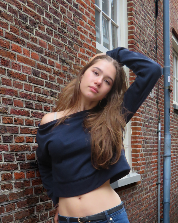 One-Shoulder Sweater Blue