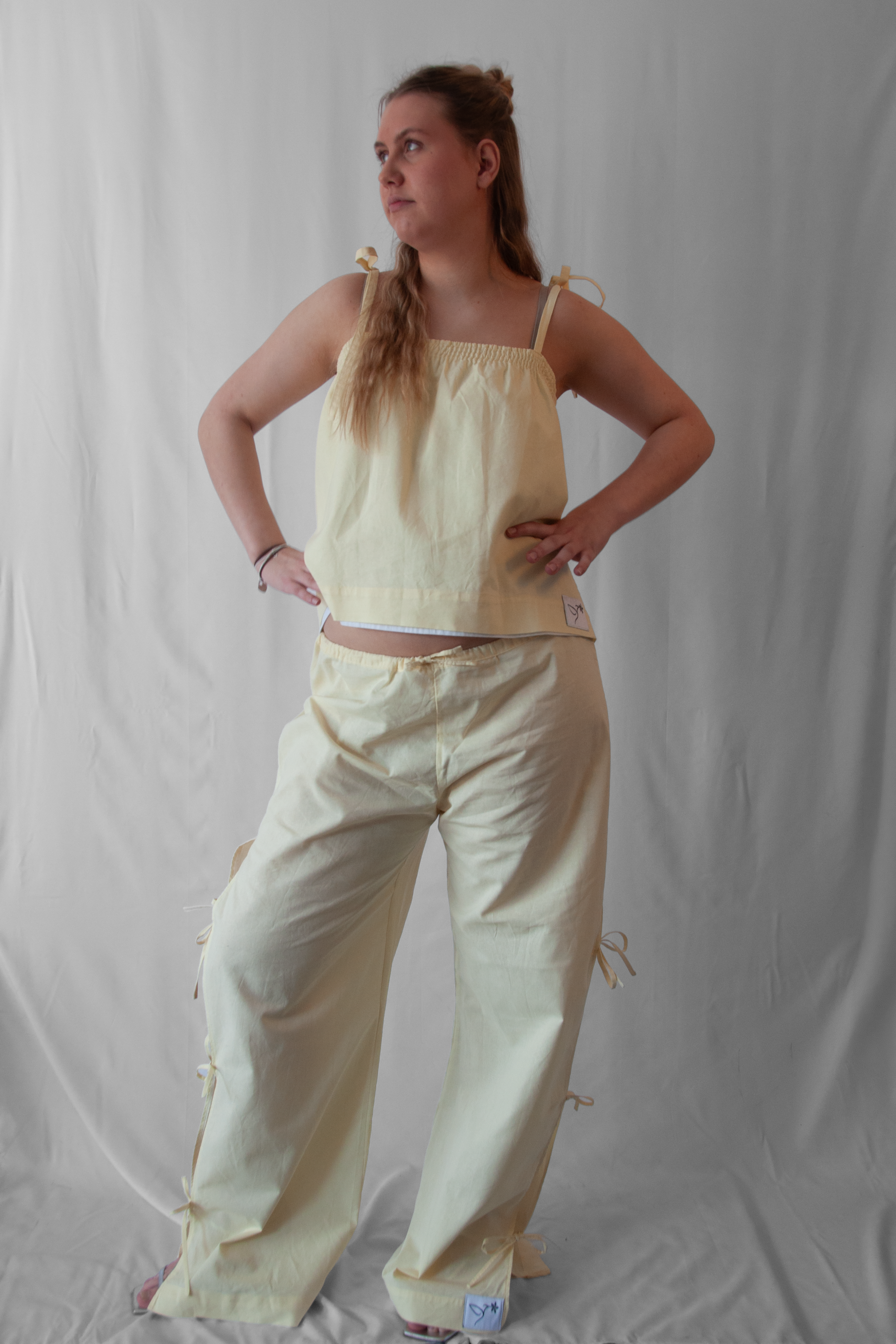 Cotton Pants with Bows Yellow