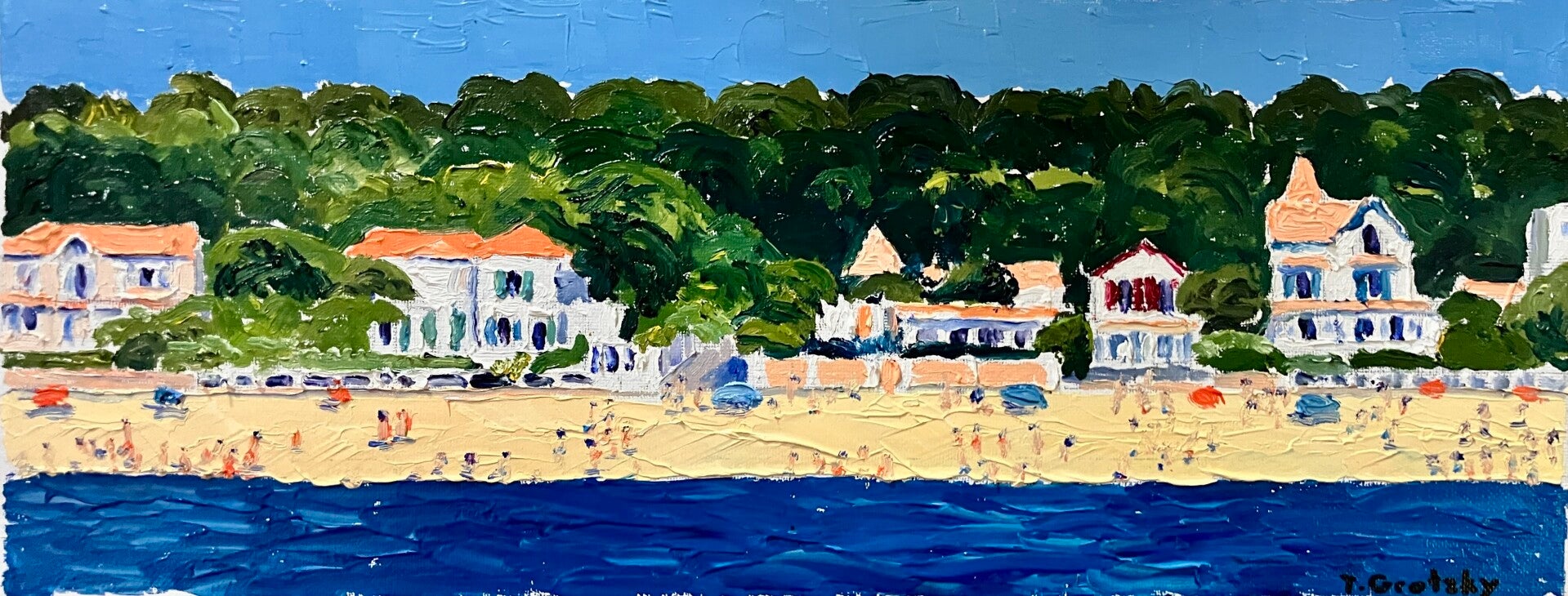 Panorama de la plage du Moulleau au Pyla, 50 x 20cm