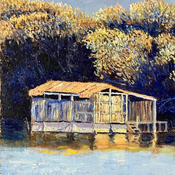 Une "tonne" au lac de Mimizan/Aureilhan, huile sur toile 50 x 50cm