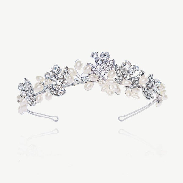 Alana Silver & Pearl Crystal Bridal Tiara