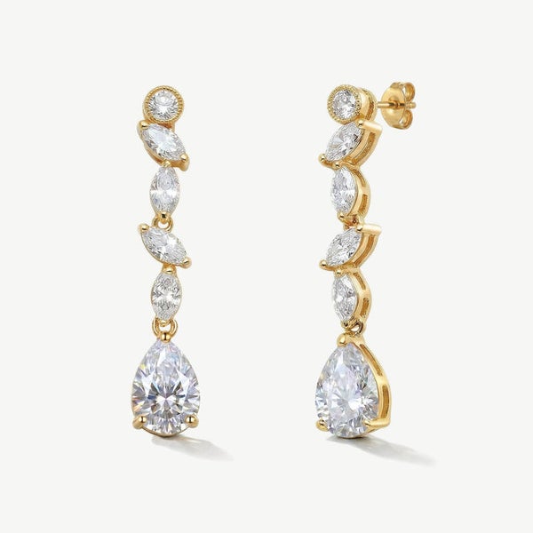 Andorra Gold Crystal Marquis Dangle Earrings - Ivory & Co