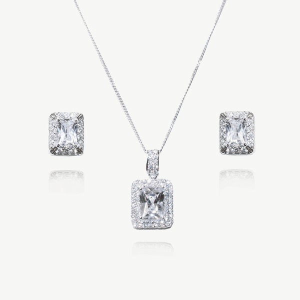 Art Deco Bridal Cubic zirconia Necklace Earrings Set