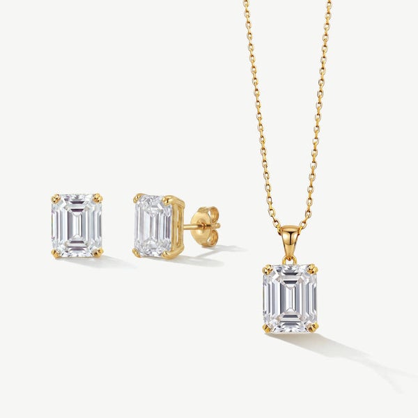 Ascot Gold Cubic Zirconia Necklace Earrings Set - Ivory & Co.