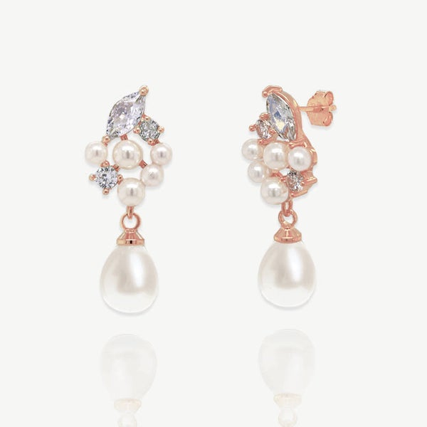 Berlin Crystal Pearl Rose Gold Earrings