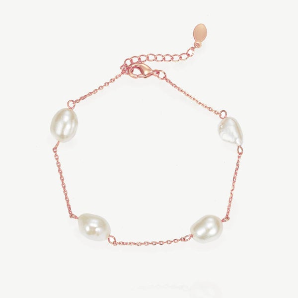 Bermuda Pearl & Crystal  Rose Gold Bracelet - Ivory & Co