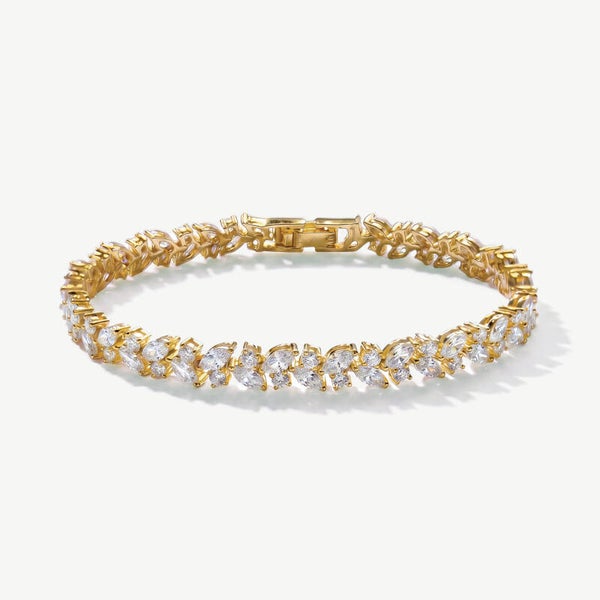 Blenheim Cubic Zirconia Gold Crystal Bracelet - Ivory & Co