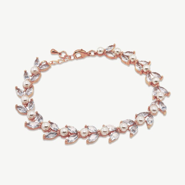 Boston Rose Gold Leaf Bracelet - Ivory & Co
