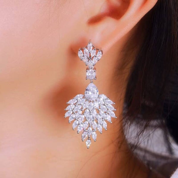 Crystal Chandelier Long Dangle Earrings