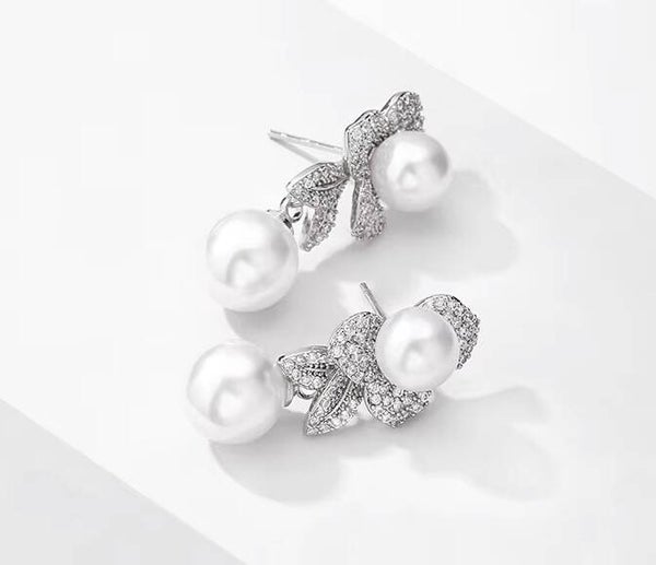 Elegant Pearl & Crystal Drop Earrings