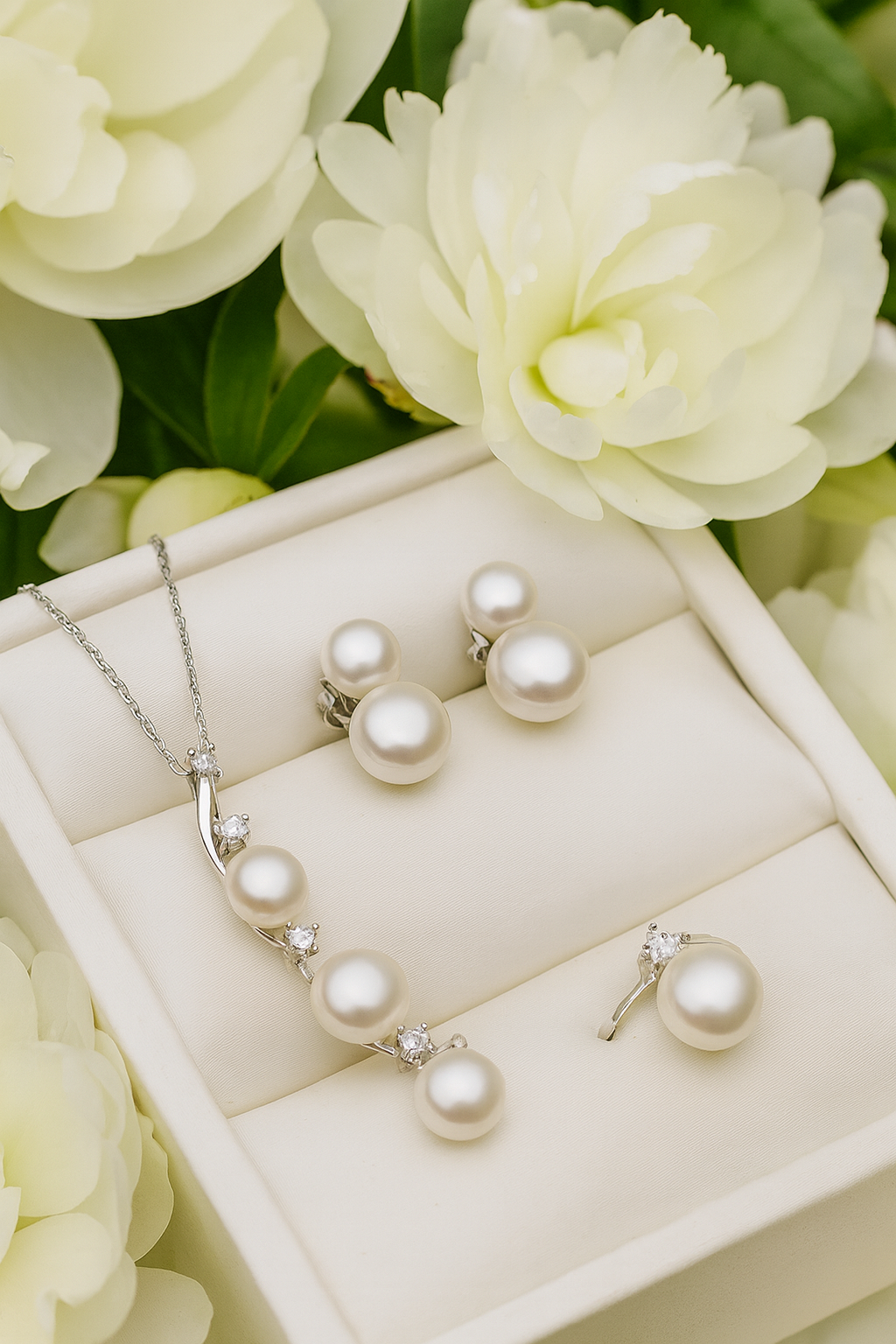 Freshwater Pearl Stud Earrings Necklace Set
