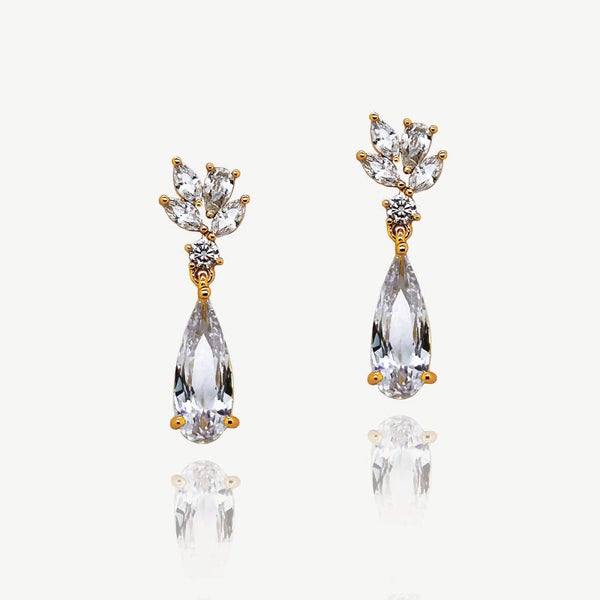 Harrowgate Cubic Zirconia Dangle Teardrop Gold Earrings