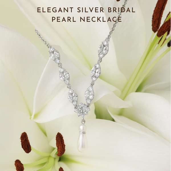 The Lily - Pearl Pendant Necklace - Silver with Ivory Pearl