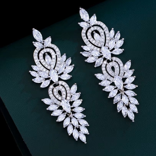 Crystal Long Dangle Statement Large Earrings