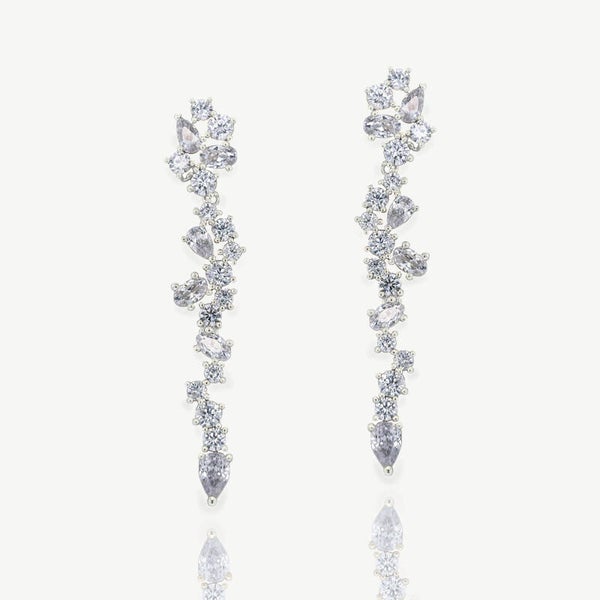 Islington Crystal Long Dazzling Bridal Earrings - Ivory & Co