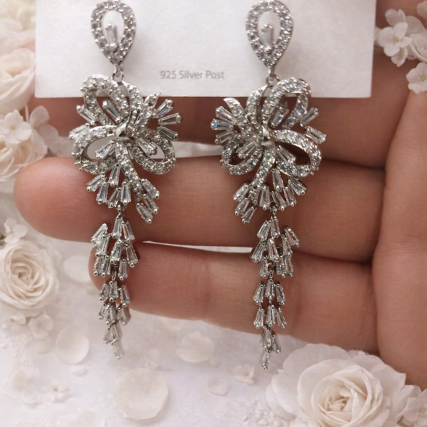 Bridal Wedding Cubic Zirconia Crystal Drop Chandelier Earrings