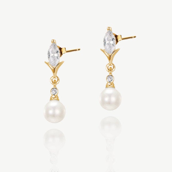 Malmo Pearl Bridal Gold Earrings