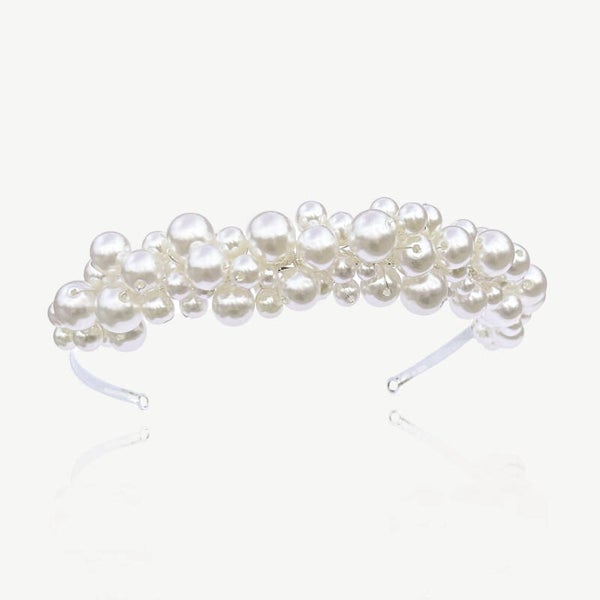 Odyssey Pearl Cluster Bandeau  Bridal Tiara Headband - Ivory & Co