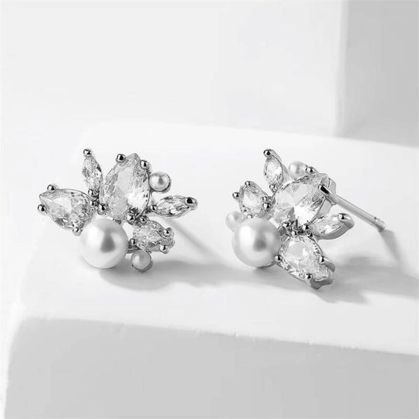 Pearl Crystal Stud Earrings