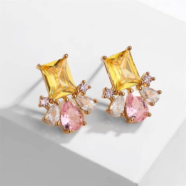 Pink Crystal Stud Earrings