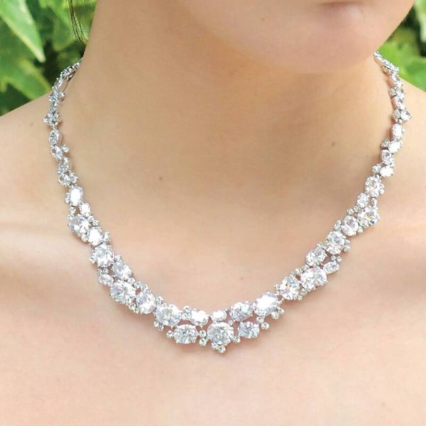 Peninsula Crystal Cluster Statement Bridal Necklace