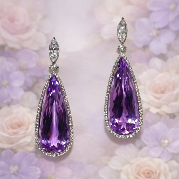 Purple Cubic Zirconia Dangle Earrings