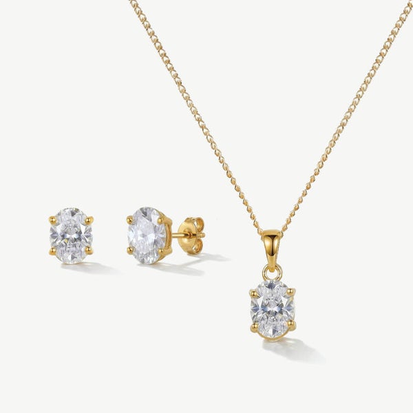 Rapture Gold Earrings & Necklace Wedding Jewellery Set - Ivory & Co