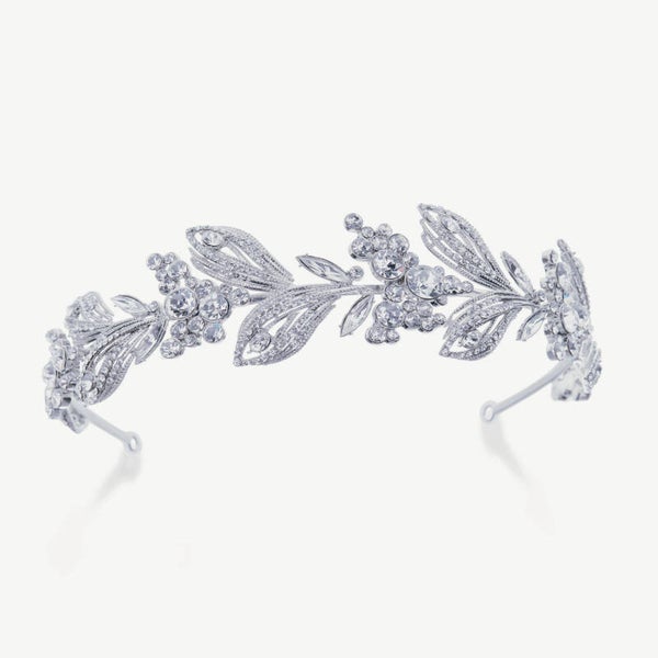 Rhapsody Crystal Bridal Floral Tiara - Ivory & Co