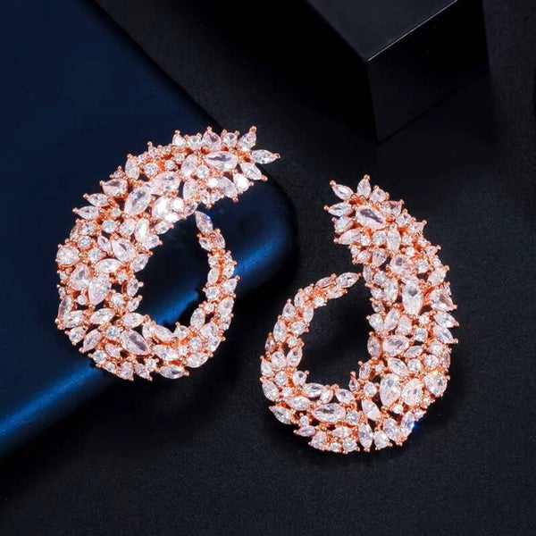 Rose Gold Cubic Zirconia Stud Earrings