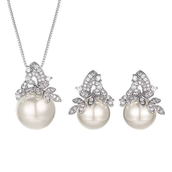 Pearl & Crystal Bridal Jewellery Necklace & Earrings Set
