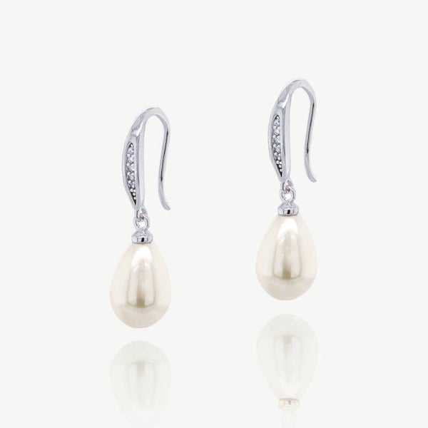 Salford Silver Pearl Bridal Earrings - Ivory & Co