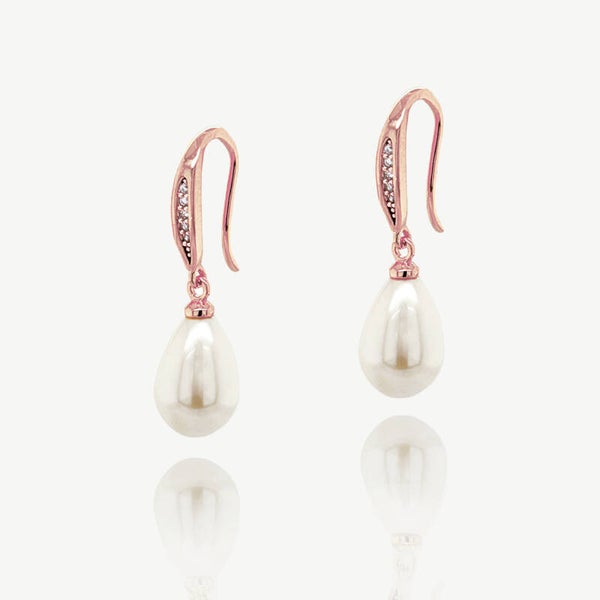 Salford Pearl & Pearl Crystal Rose Gold Earrings - Ivory & Co
