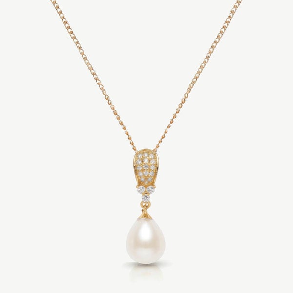 Serrano Crystal Pearl Gold Pendant Necklace
