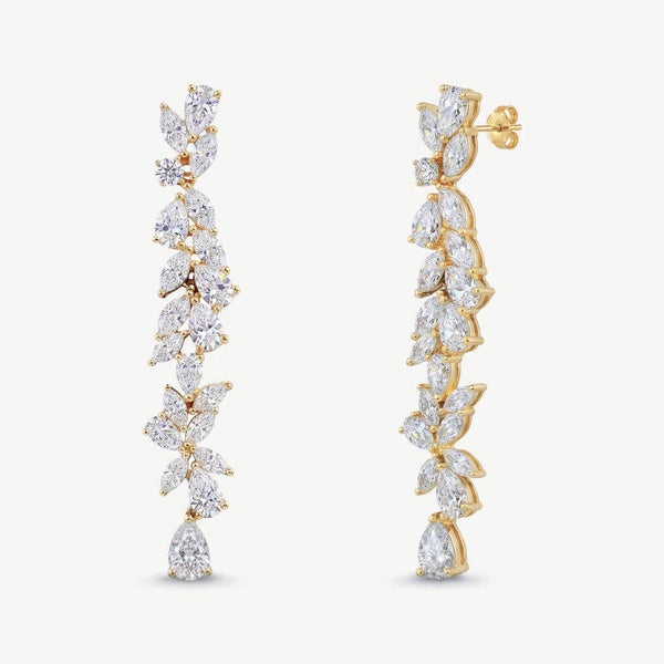 Shaftbury  Luxury Cubic Zirconia Gold Teardrop Bridal Earrings,
